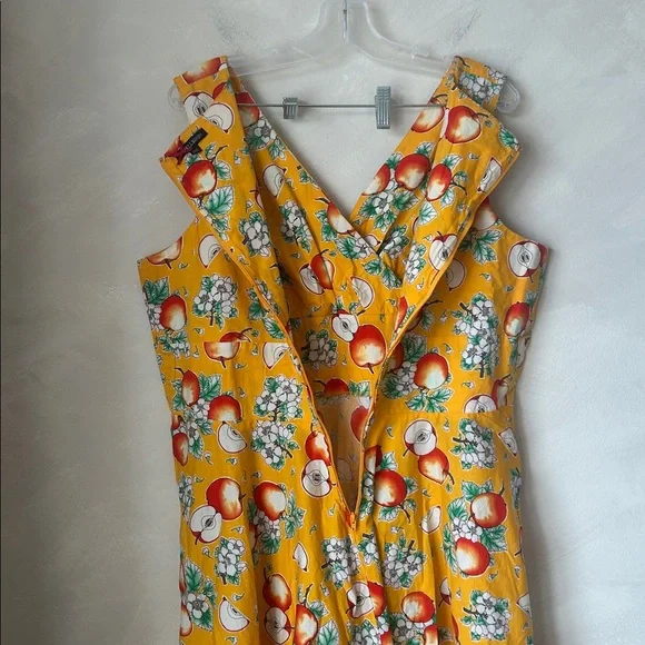 Plus Size Yellow Floral Fruit Fit-and-Flare Dress - Picture 8 of 8
